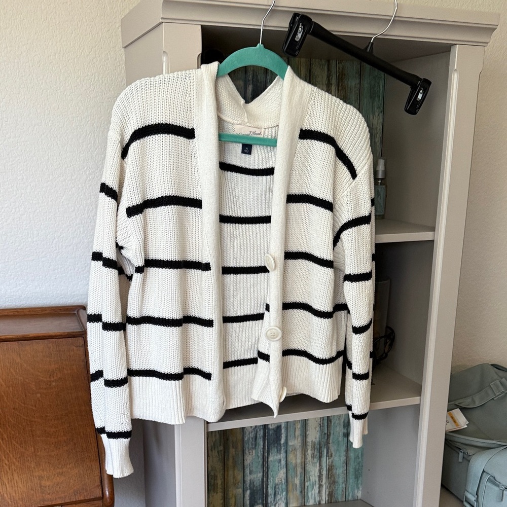 Universal Thread Black and White Striped Cardigan